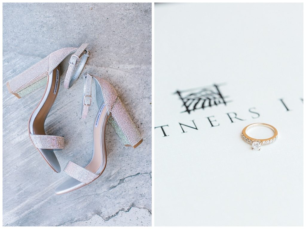 Spring Wedding at Vintners Inn shoes and ring details
