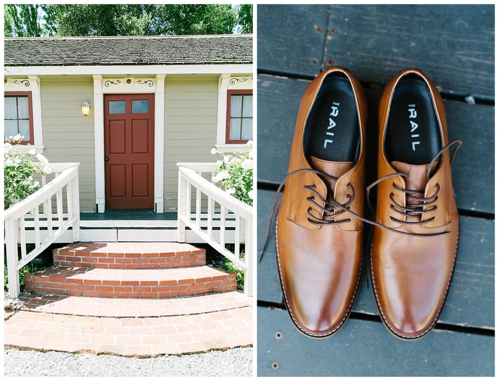 Wedding at Garden Valley Ranch guys house and grooms shoes