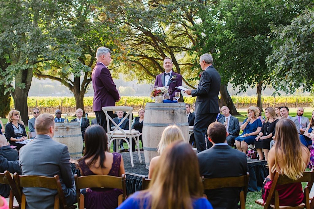 Same sex wedding at Charles Krug Winery in St Helena California 