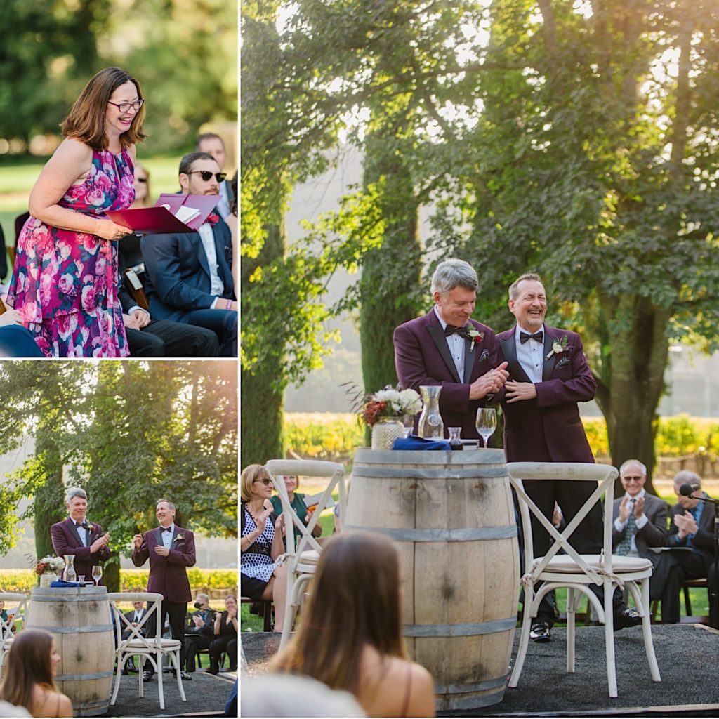 Same sex wedding at Charles Krug Winery in St Helena California 
