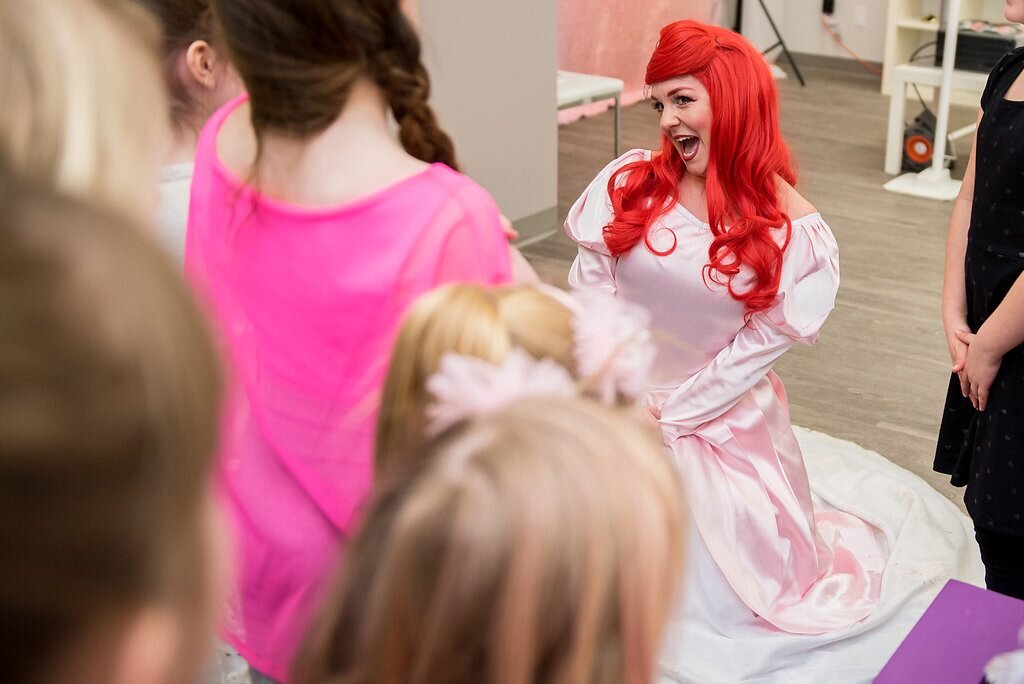 Ariel entertains kids at a birthday party in Calgary