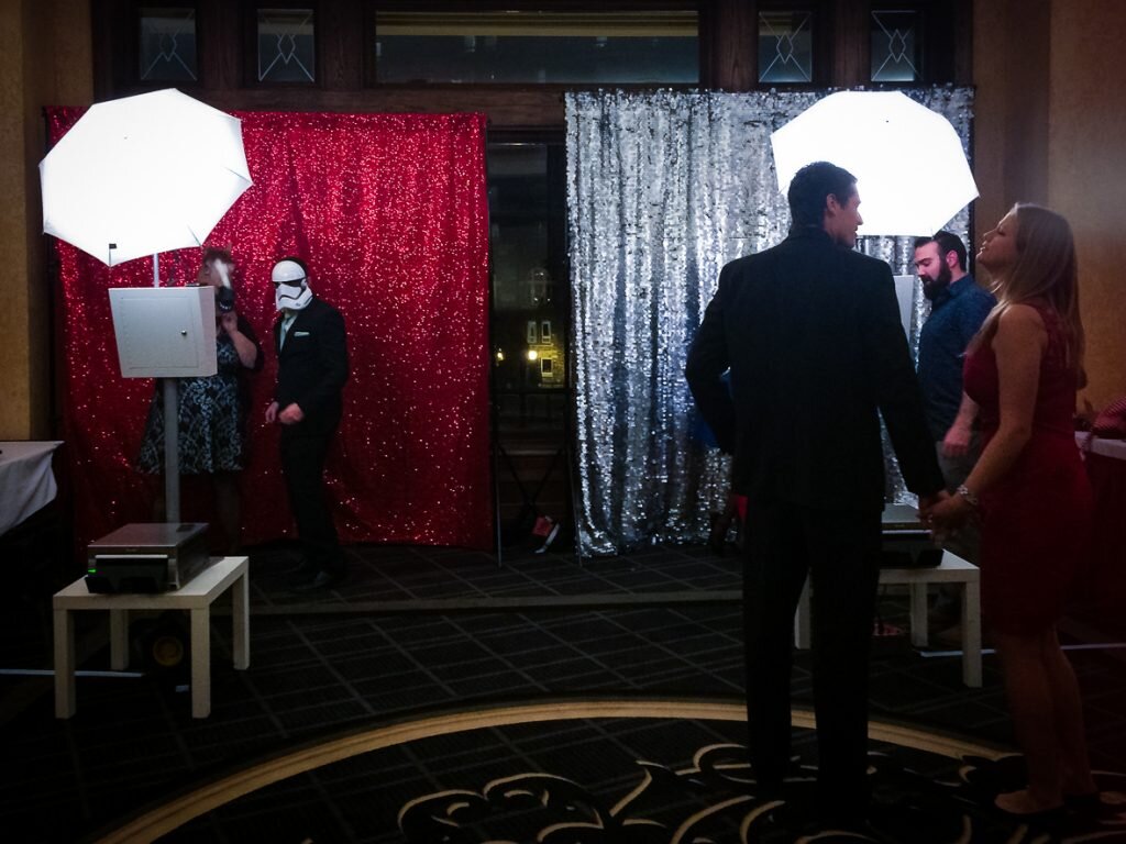 set up of two photo booths from flash Co
