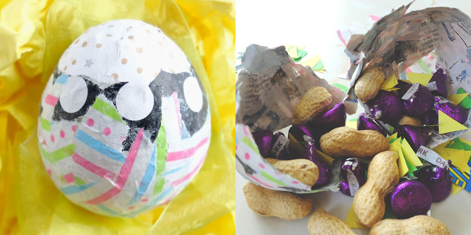 Easy Confetti Paper Mache Easter Eggs