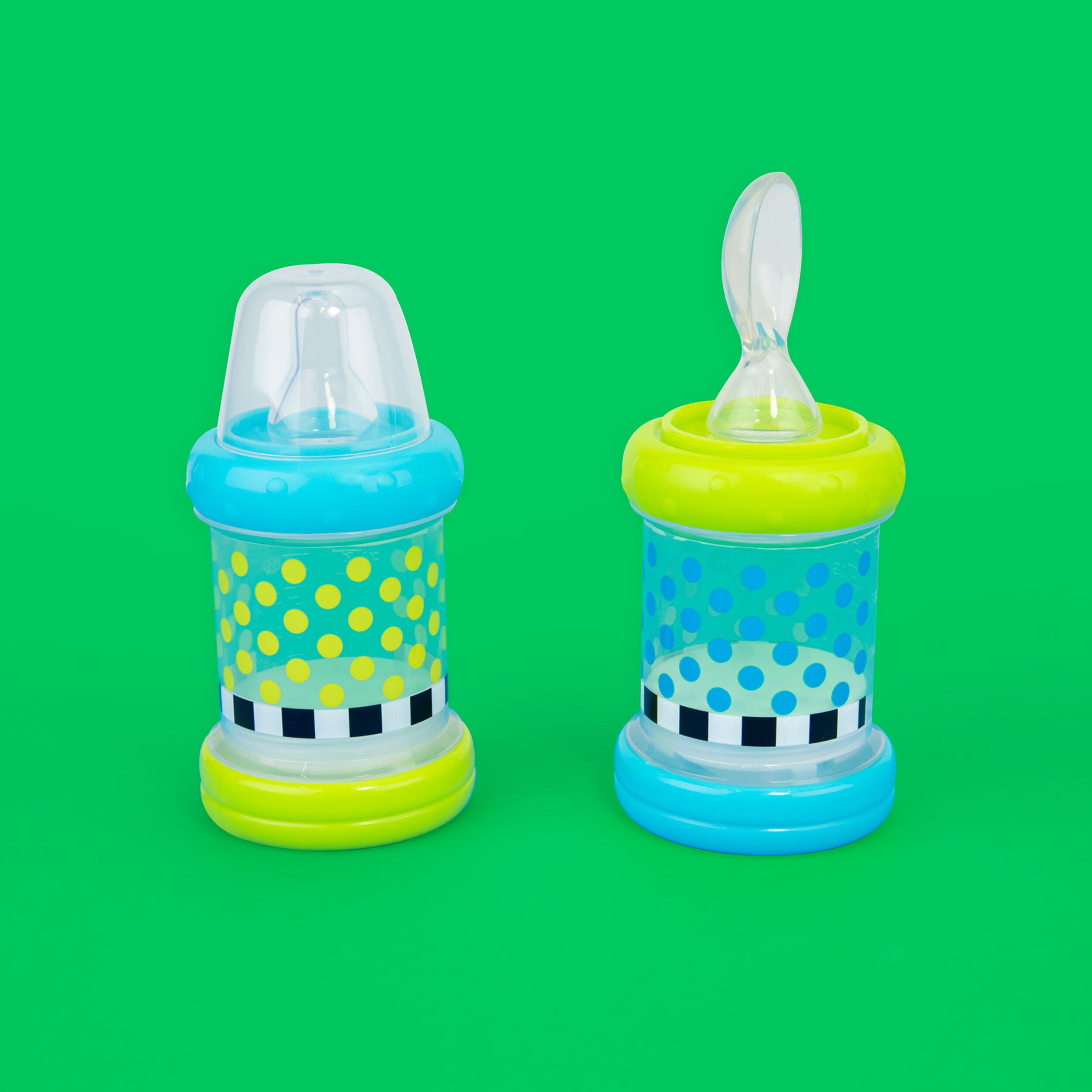 Sassy Baby Food Nurser Set of 2 Count Cereal Feeder 4oz Bottles Nipple Spoon Kid 
