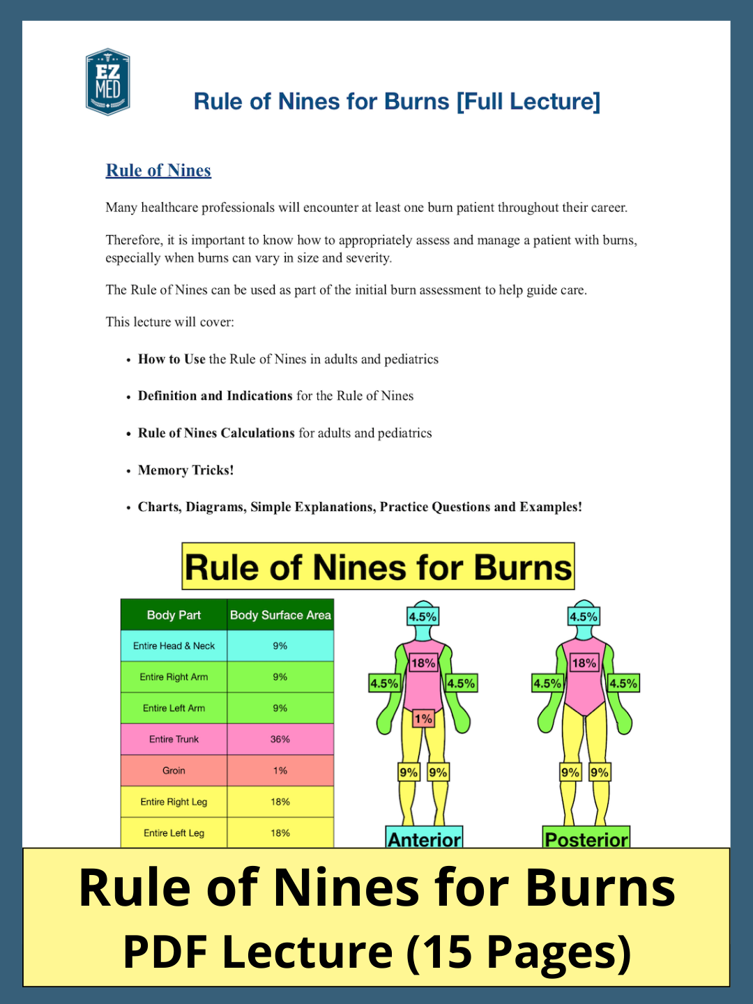 Rule Of Nines Burn Chart Pdf Child And Adult Formula Calculator