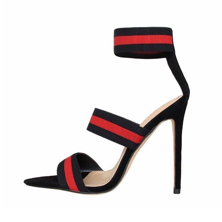 Buy Black and Red Open Toe Heels Online | Widefeet Comfort