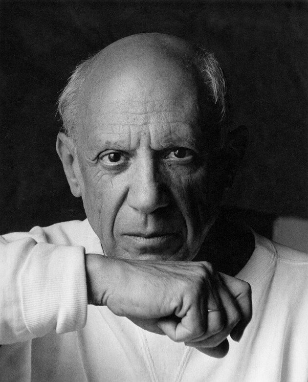 black and white photo of Pablo Picasso