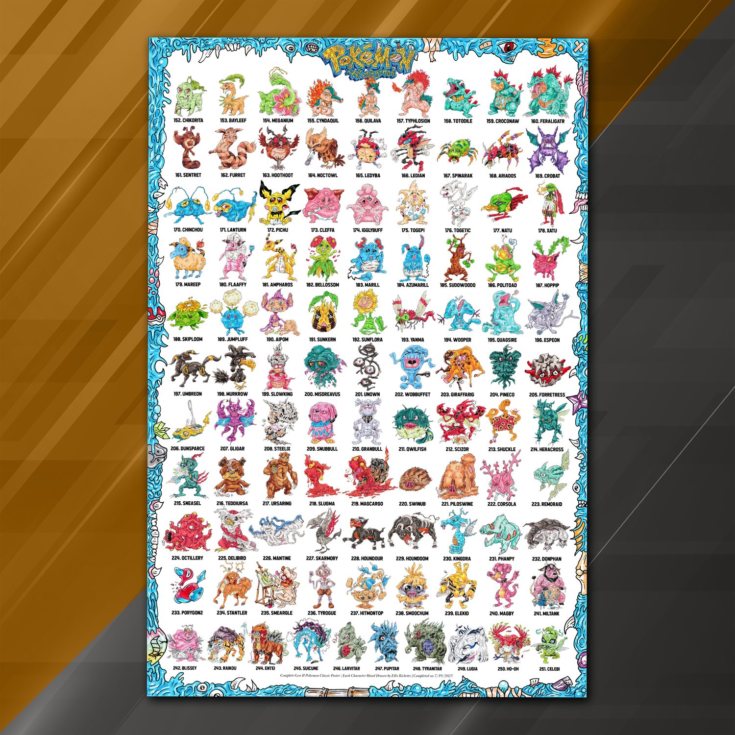 Pokemon Reimagined Classic Poster Johto (24x16) — Ellis Ricketts