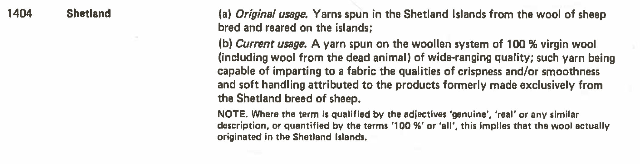 Shetland Definition - Trading Standards