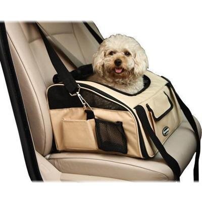 Beige Prime Paws® Folding Dog Travel Booster Bag Cat Puppy Pet Car Seat Carrier Safety Belt Cover 