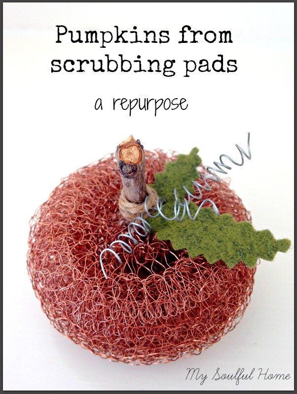 Pumpkins from Scrubbing pads a repurpose http://mysoulfulhome.com