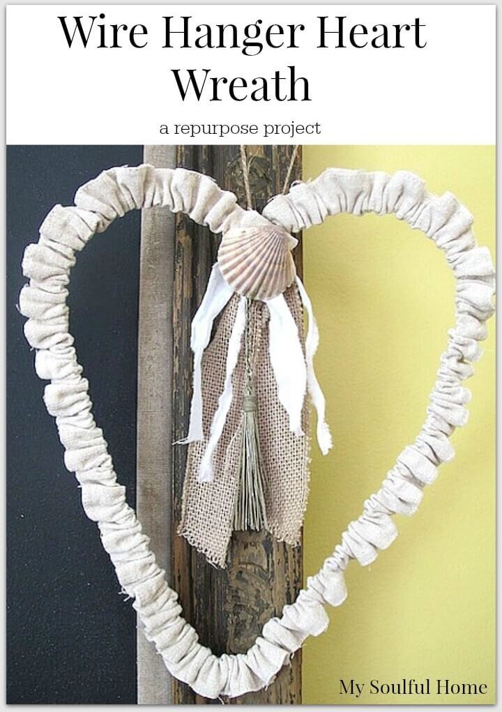 Wire hanger heart wreath http://mysoulfulhome.com