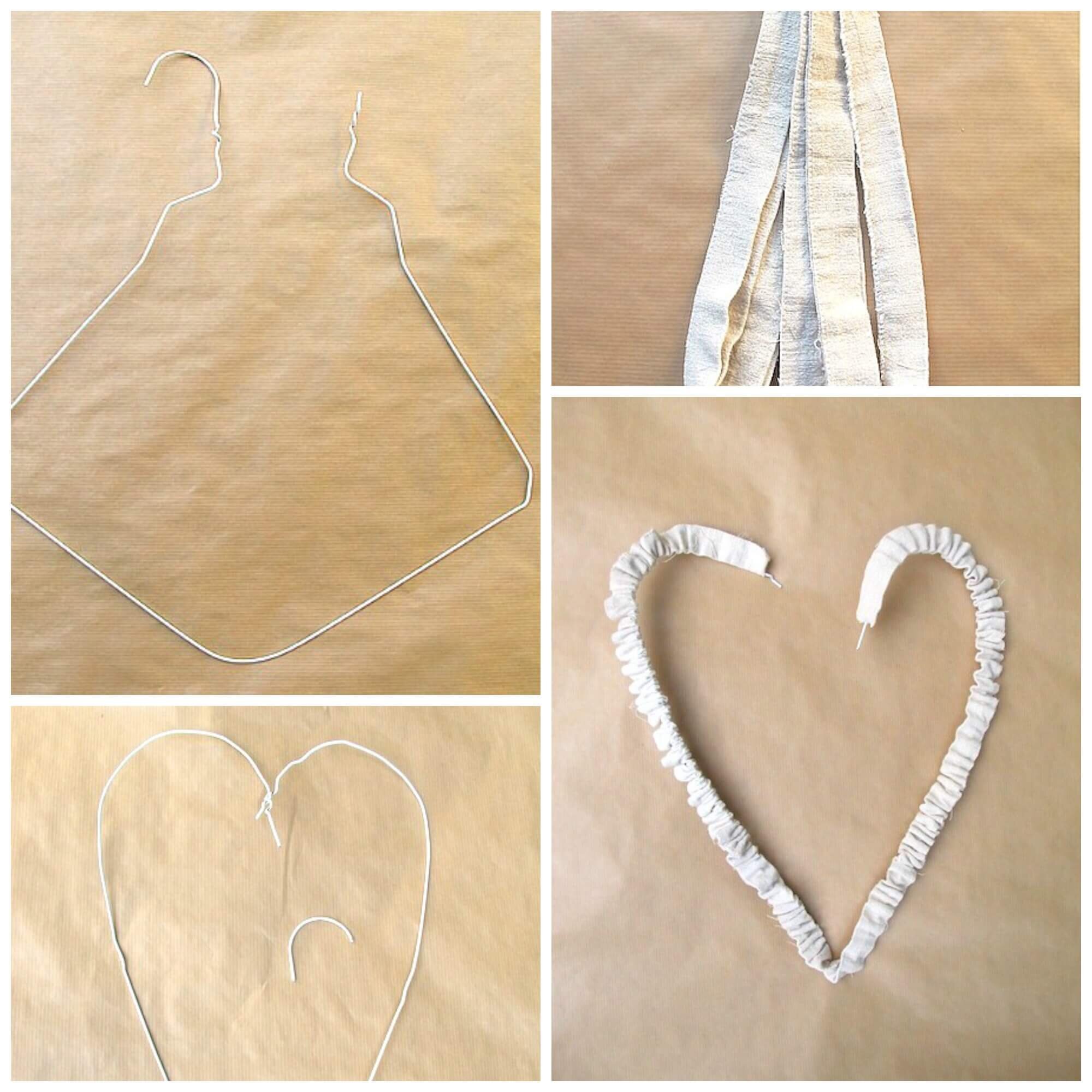 Steps to make a wire hanger heart http://mysoulfulhome.com