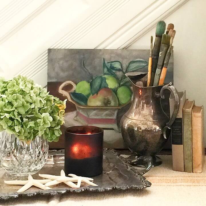 Fall decor with apples and starfish http://mysoulfulhome.com