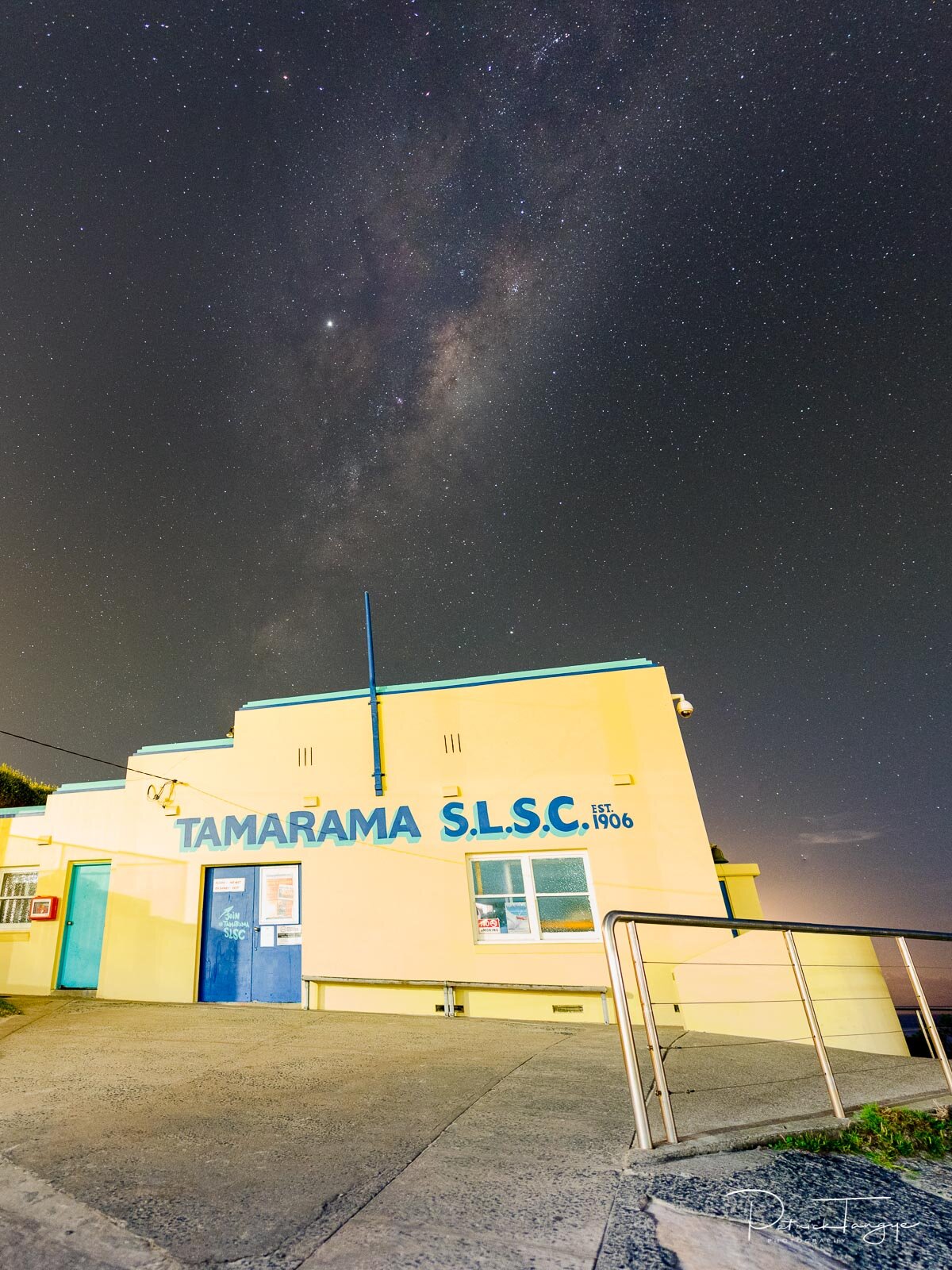 The core of the Milky Way rises behind the iconic Tamarama Surf Life Saving Club on Sydney's Eastern Beaches. 