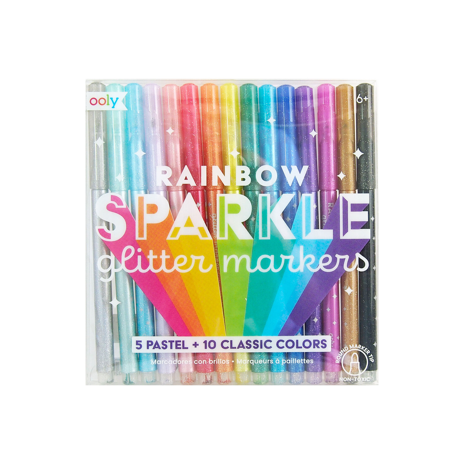 Rainbow Sparkle Glitter Markers - Set of 15 by OOLY