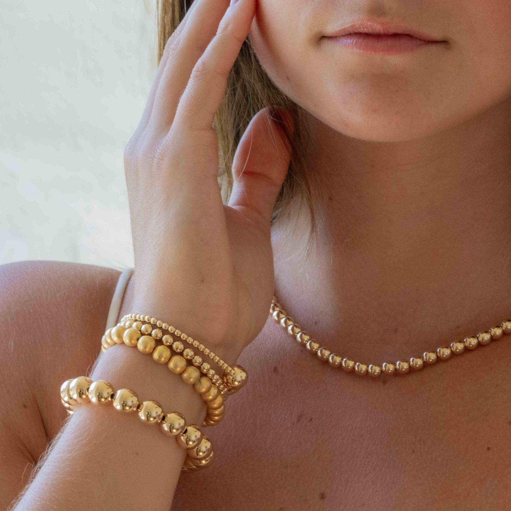 Matte Gold Spheric Stretch Bracelet — PAULA ROSEN JEWELRY