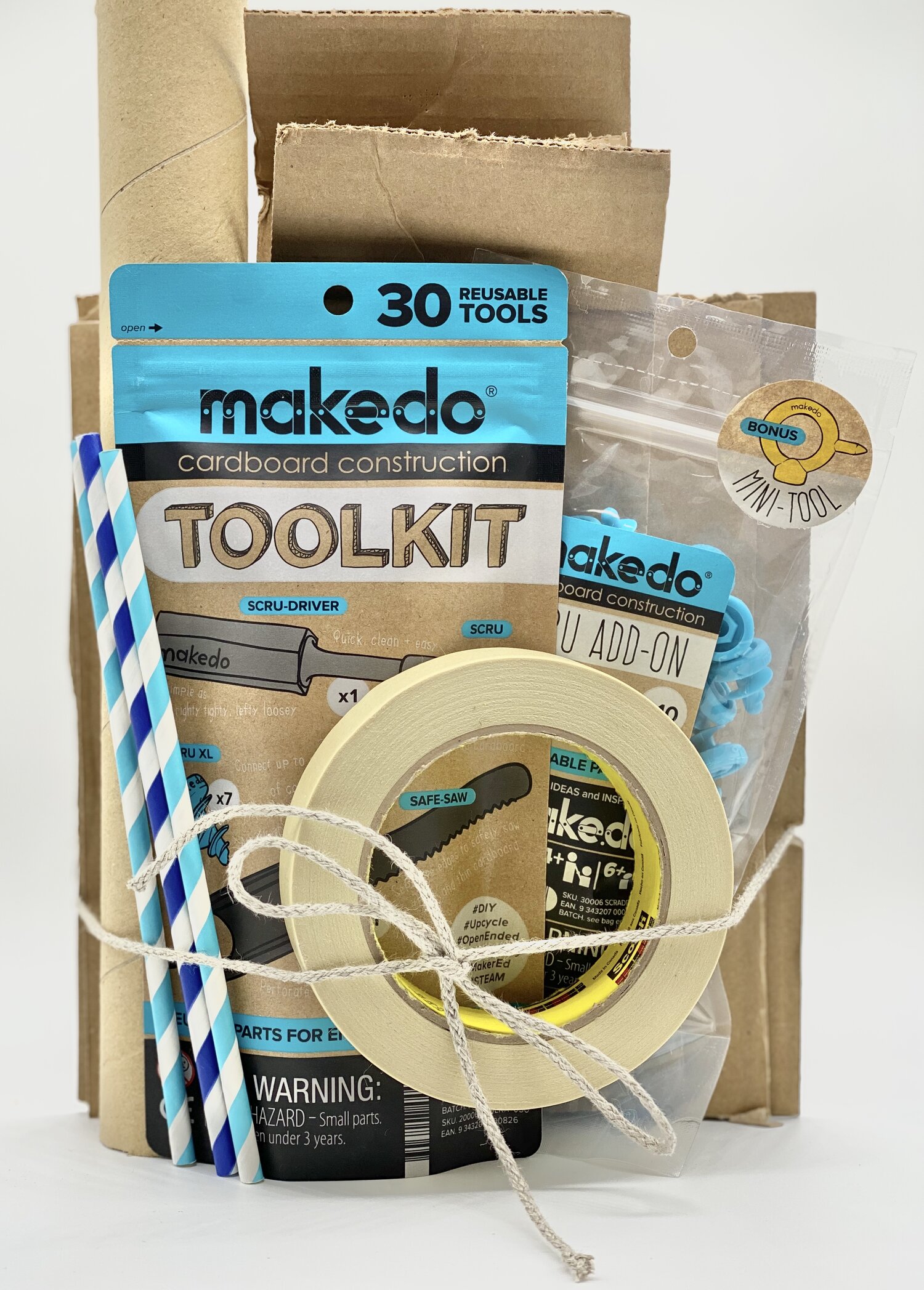 Makedo Invent | Upcycled Cardboard Construction Toolkit in Large Toolbox  (360 Pieces) | STEM + STEAM Educational Toys for at Home Play + Classroom