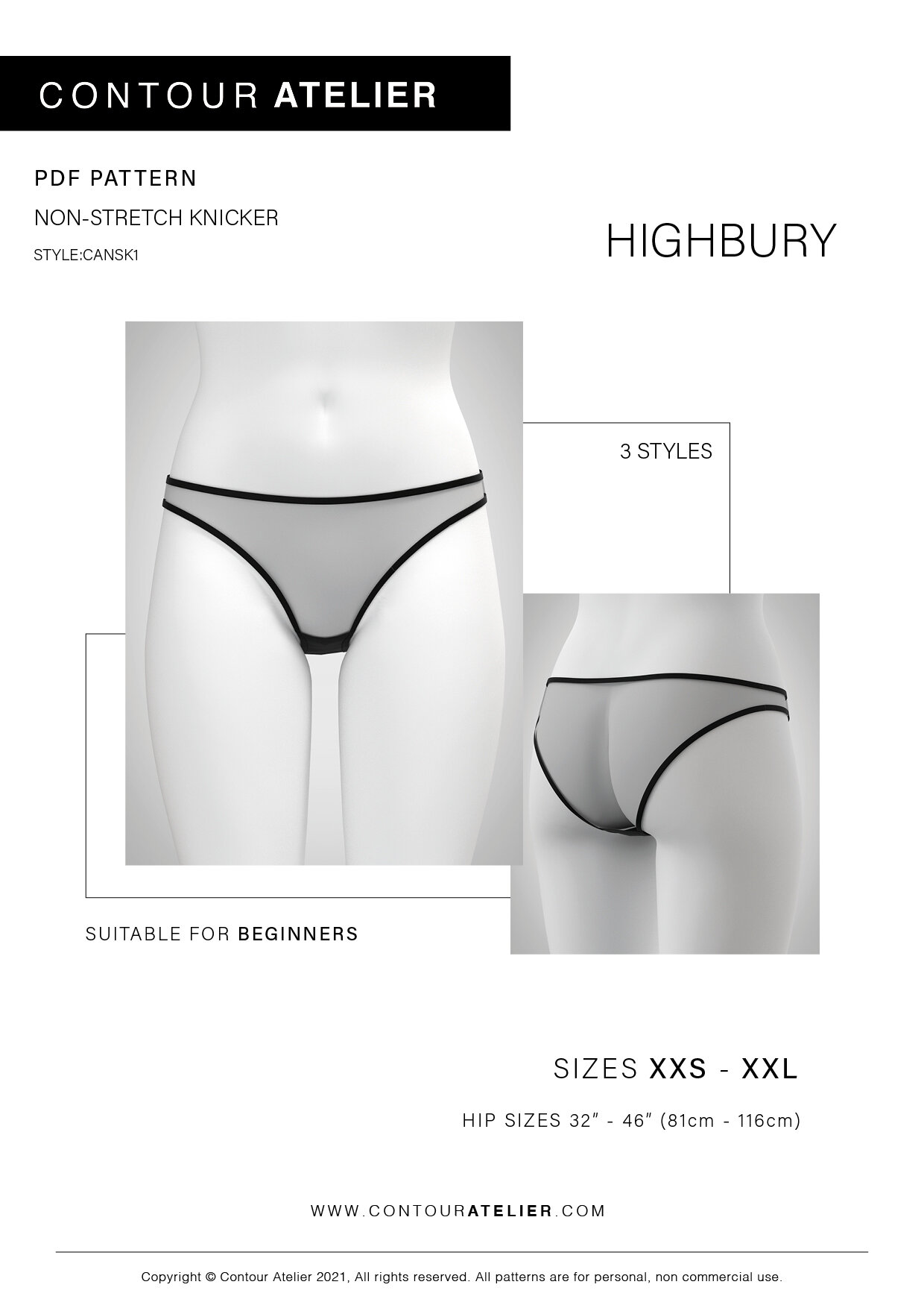 Highbury Knicker/ Panty PDF Pattern — Contour Atelier