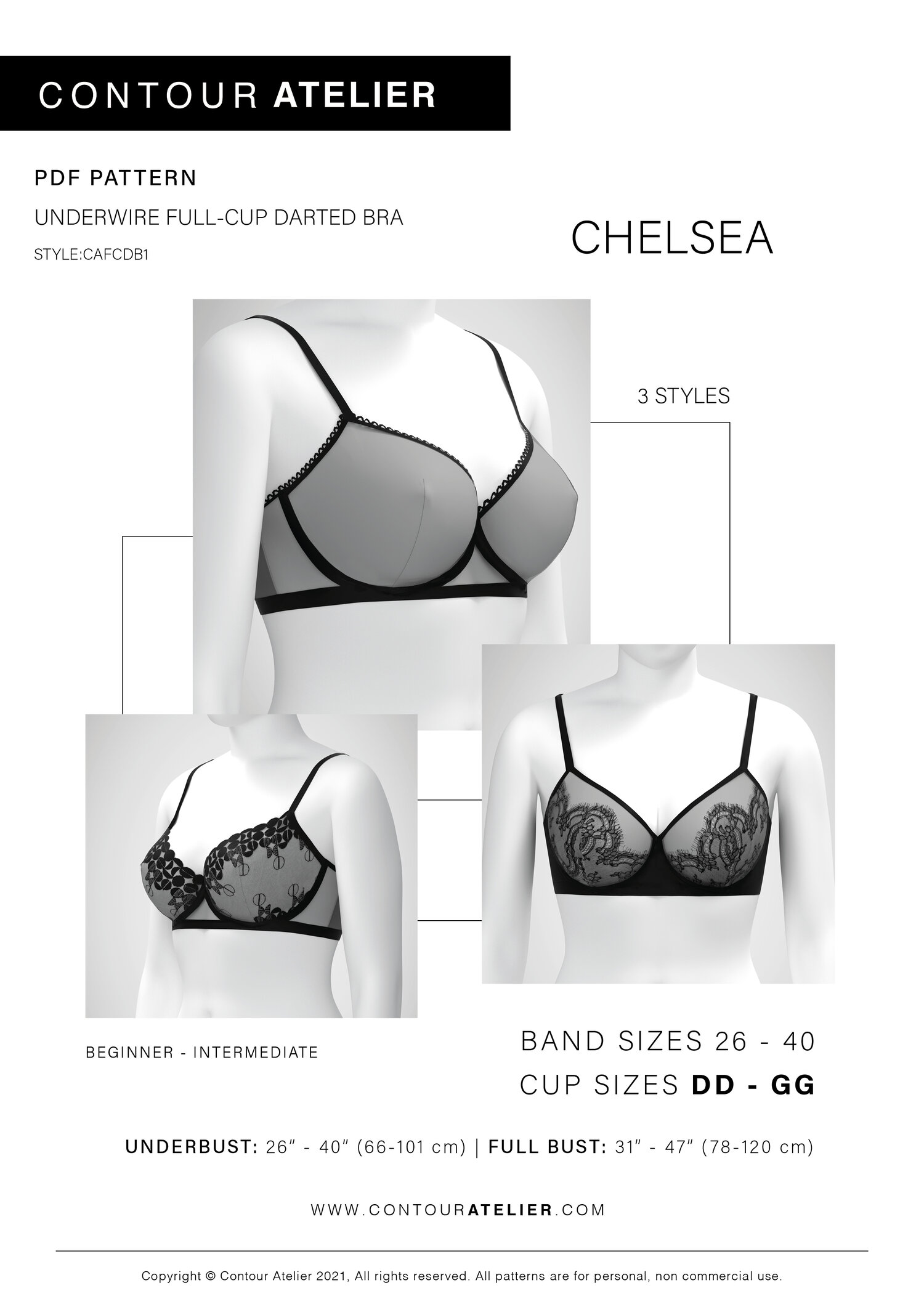 Chelsea Bra PDF Sewing Pattern - Sizes DD - GG — Contour Atelier