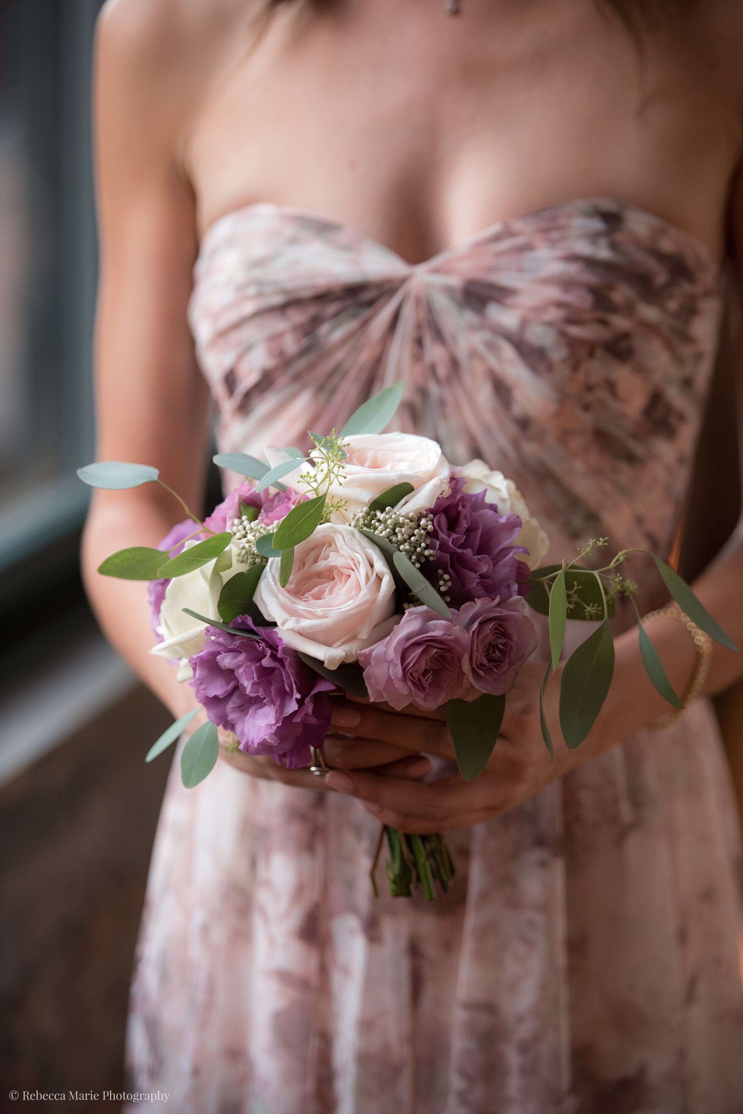 Purple floral bridesmaids dress