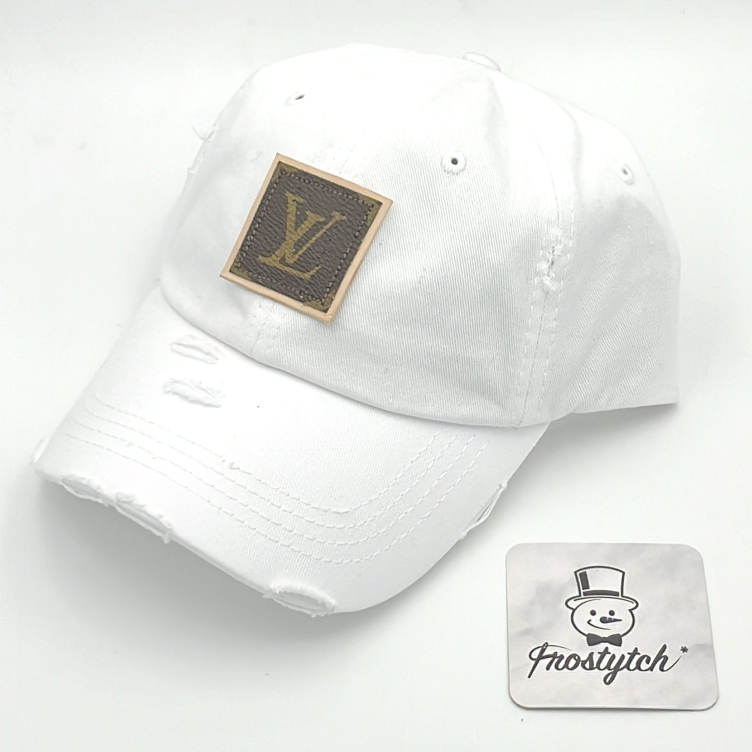 LV Distressed Dad Hat - White