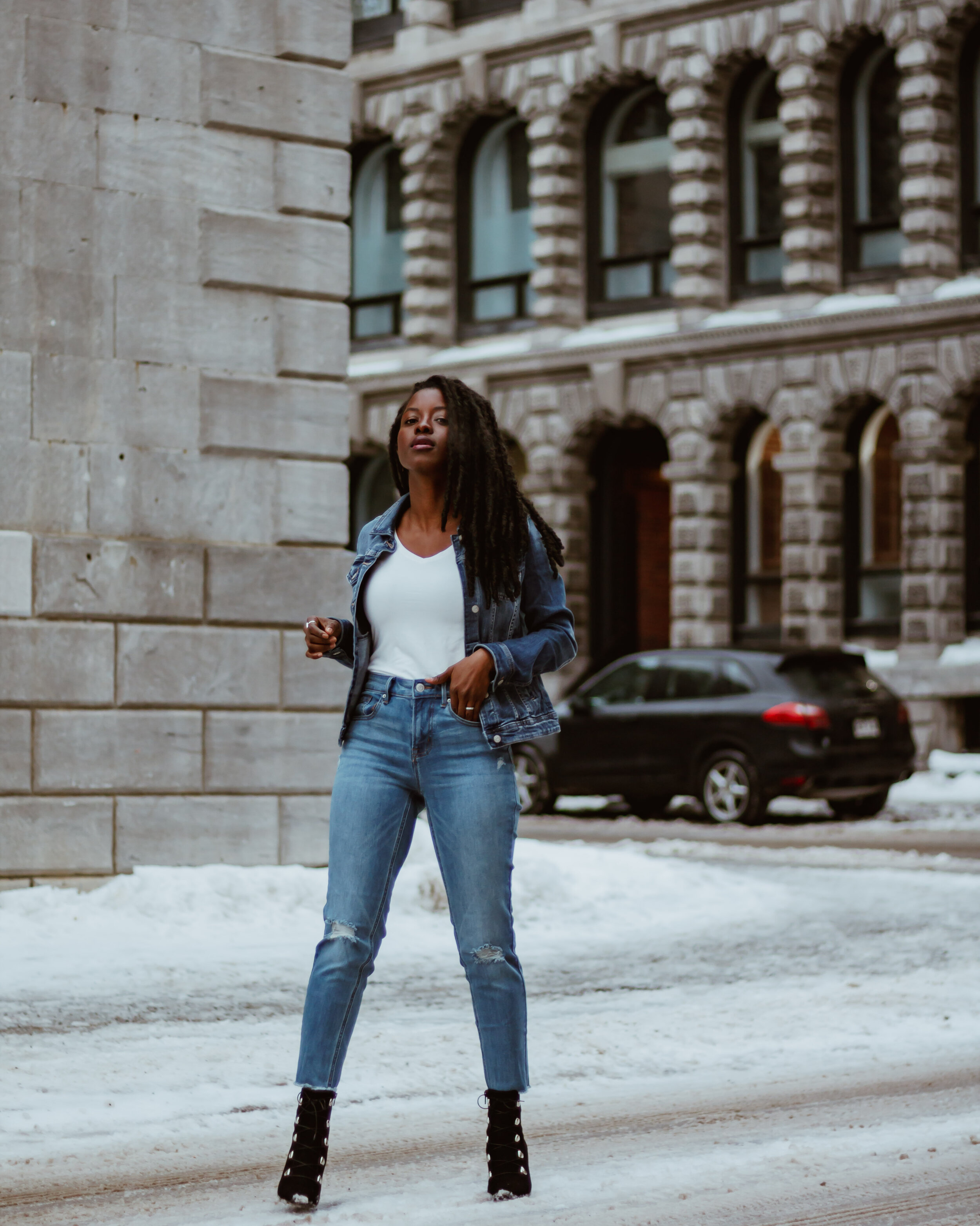 Canadian Tuxedo , canadian tuxedo styles , Reitmans jeans for petite , reitmans petite collection , petite and bold x reitmans, montreal fashion bloggers, black montreal fashion bloggers