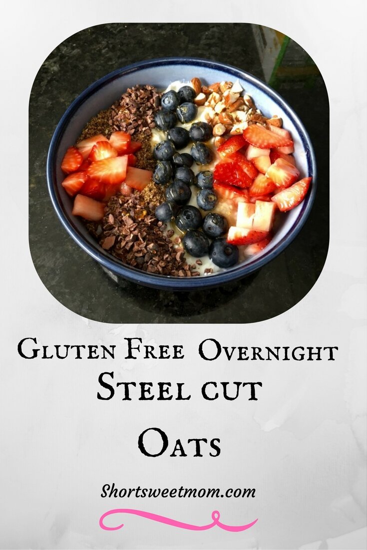 Overnight Gluten free steel cut oats. A time saving and delicious way to start your day. View the simple instructions at shortsweetmom.com.