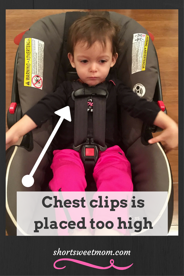 Did you know this is a car seat safety hazard? Visit shortsweetmom.com to learn more about car seat safety. Tjis information could save a child's life. 