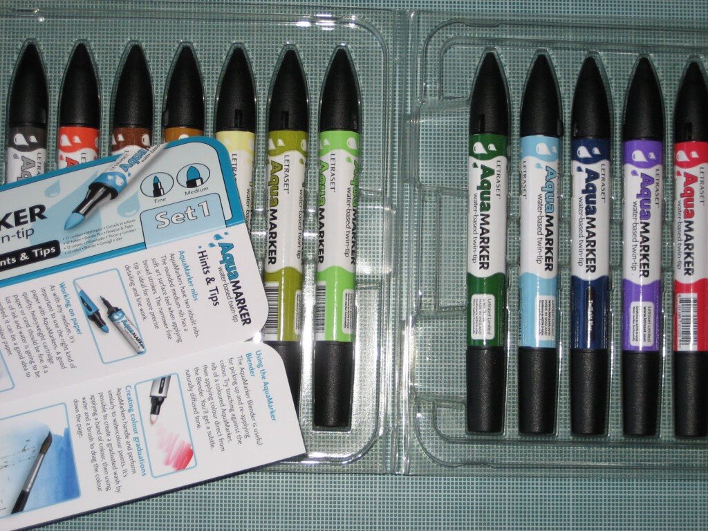 Letraset Aquamarker 12 Pen Promarker Aqua Marker Set 1 - AMT1