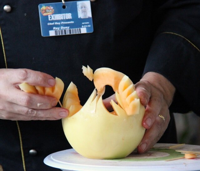 Chef Ray L. Duey, carving fruit 2