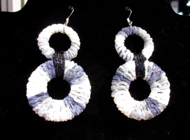 Earrings made with Suede Circle Yarn