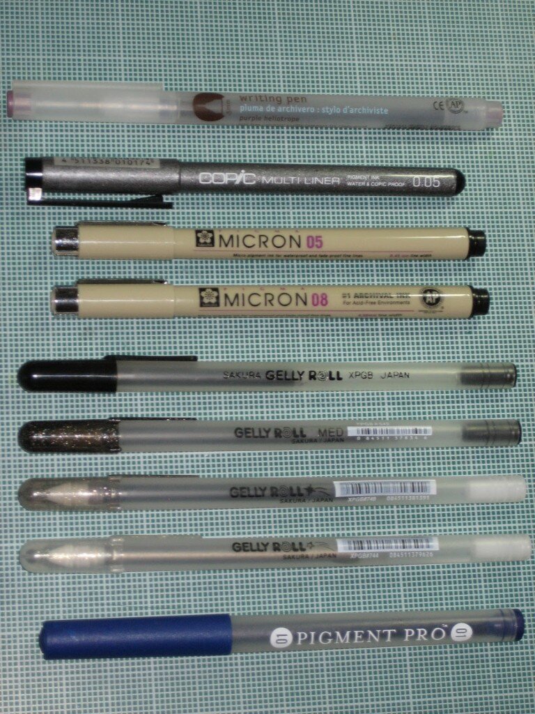 Pigment Pen Comparison (AKA Archival, Waterproof, Felt Tip Pens