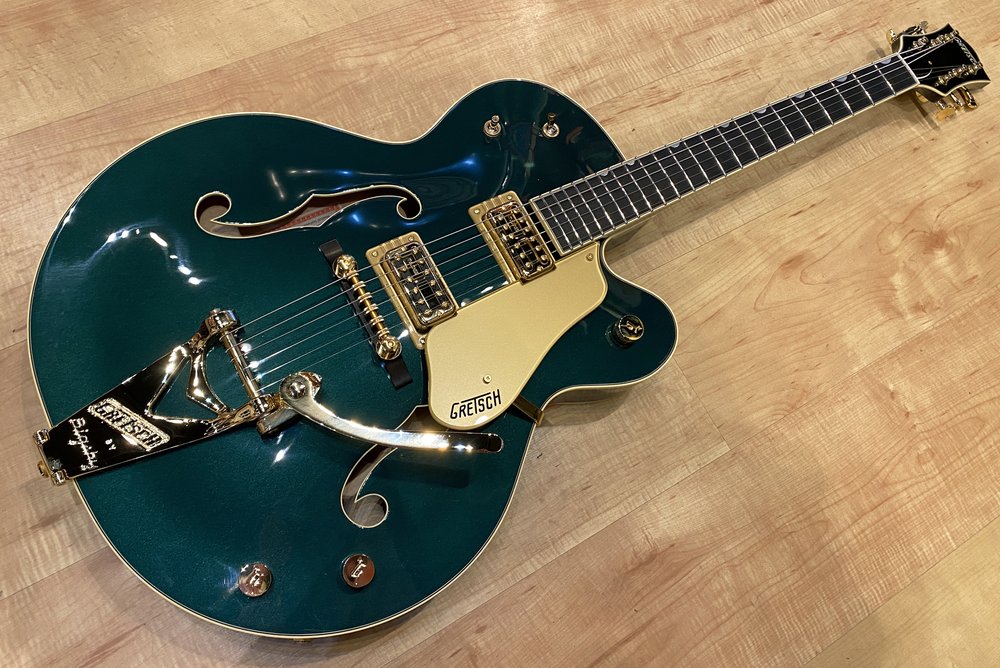 Gretsch G6196T-59 Vintage Select Edition '59 Country Club Hollow Body with  Bigsby Cadillac Green — Andy Babiuk's Fab Gear