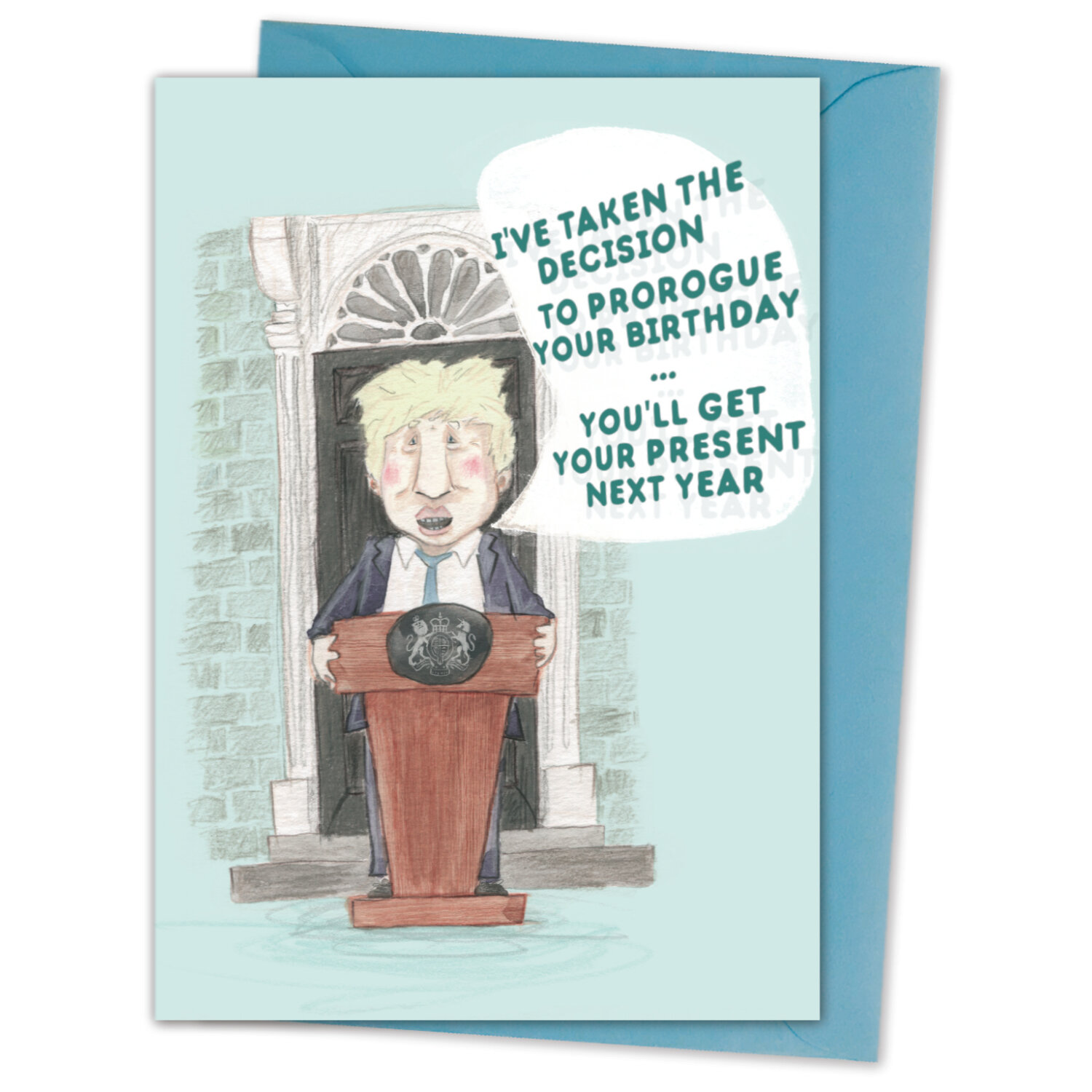satire conservatives BOJO greeting cards UK tories humour Boris Johnson red bus political Brexit pressy on its way funny birthday