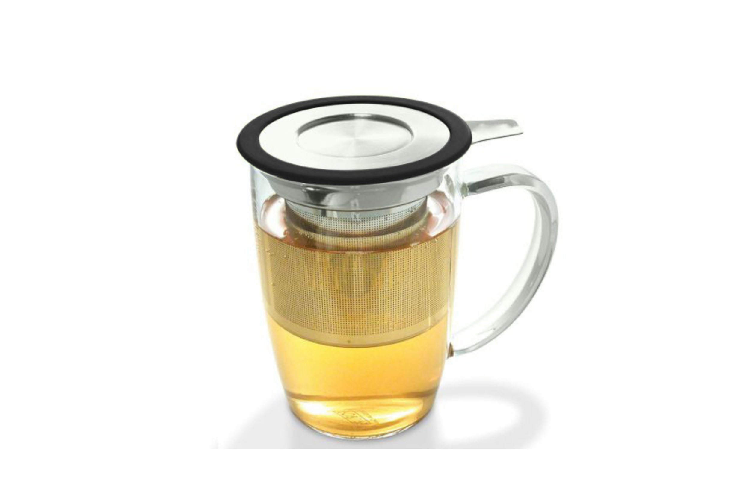 Glass Infuser Cup High Borosilicate Glass Tea Mug with Strainer and Lid 