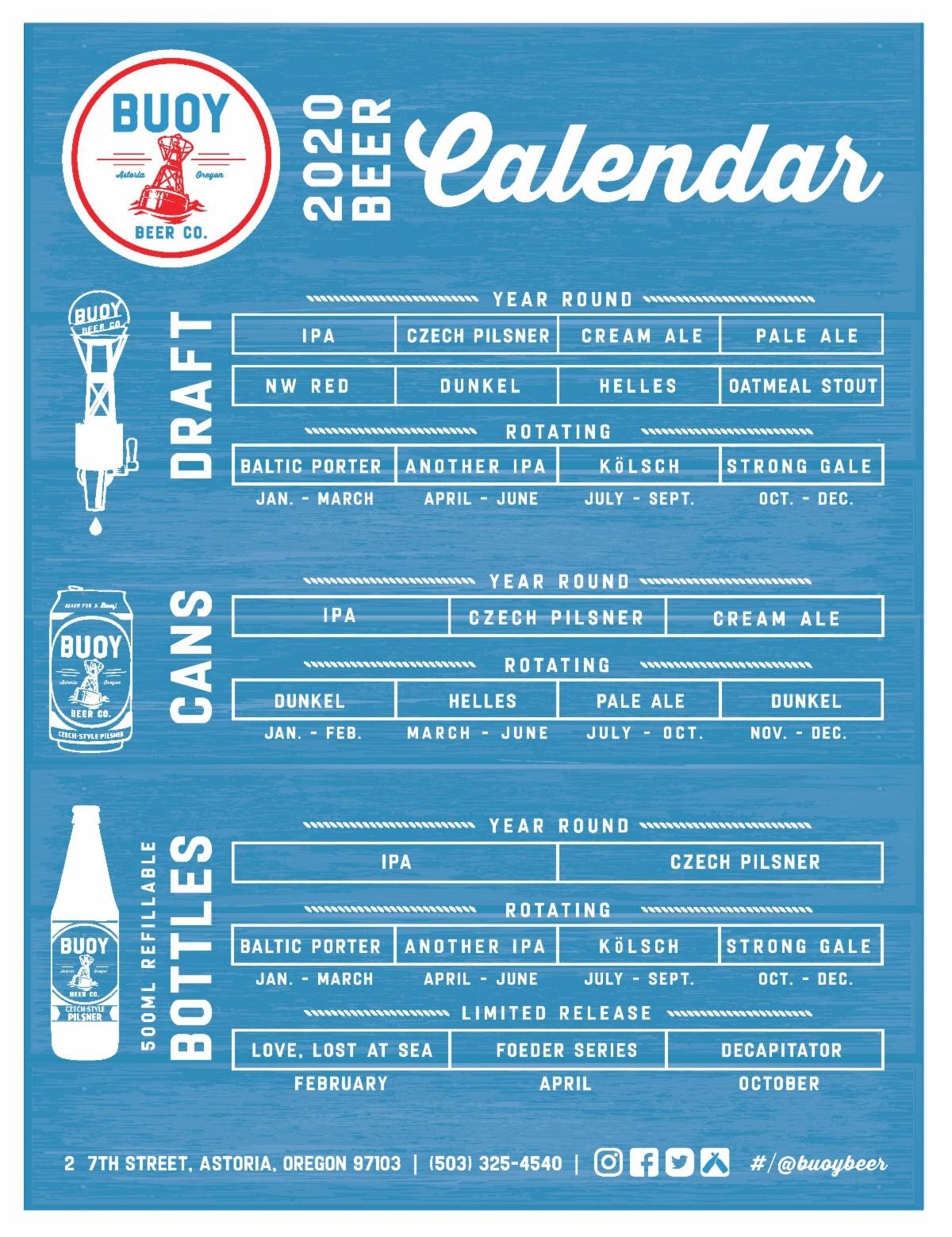 Buoy Beer 2020 Seasonal Beer Calendar
