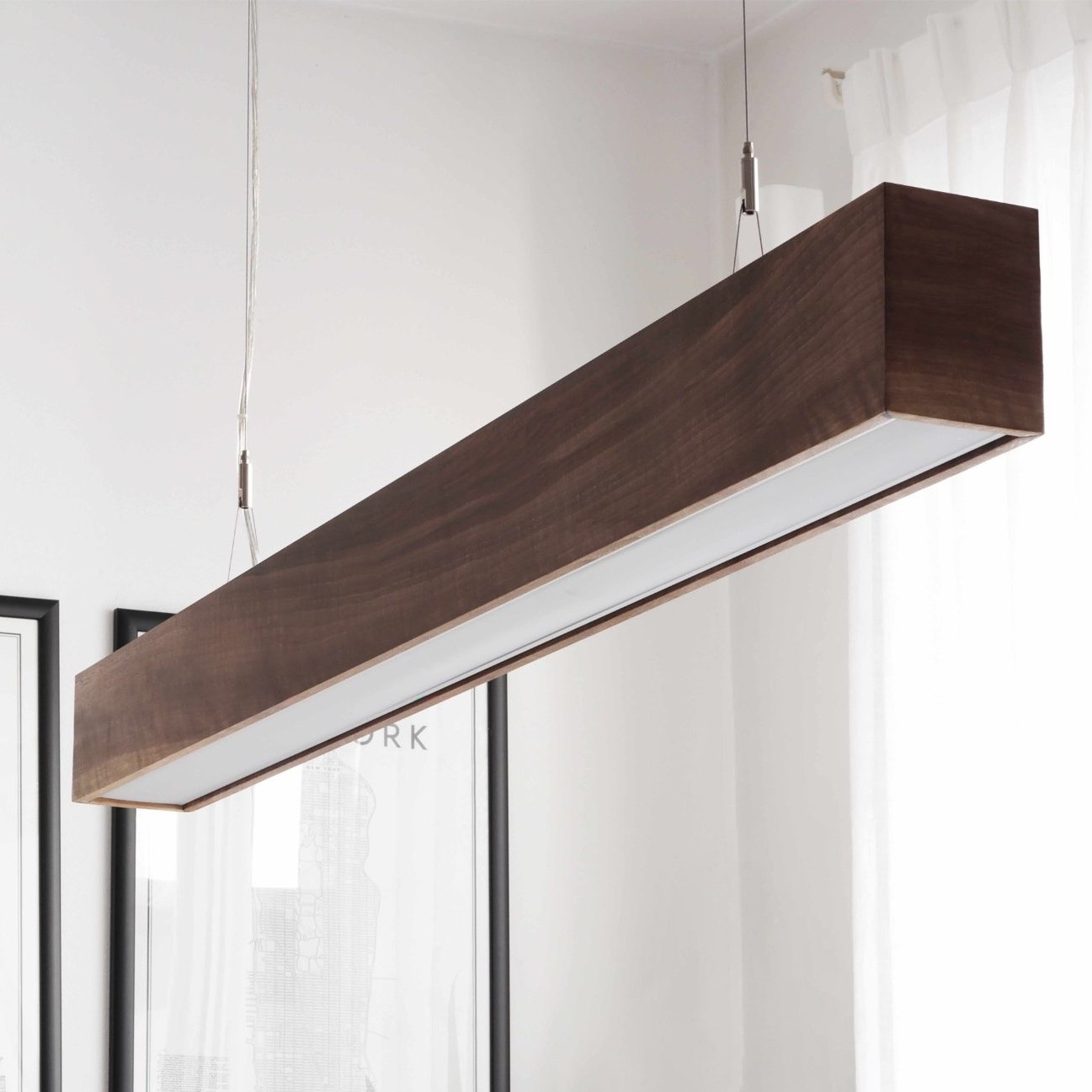 Für Wohnen und Home Office, LED Pendelleuchte Serie M - The Walnut,  Nussholz natur | Lignalux - Leuchten aus Holz