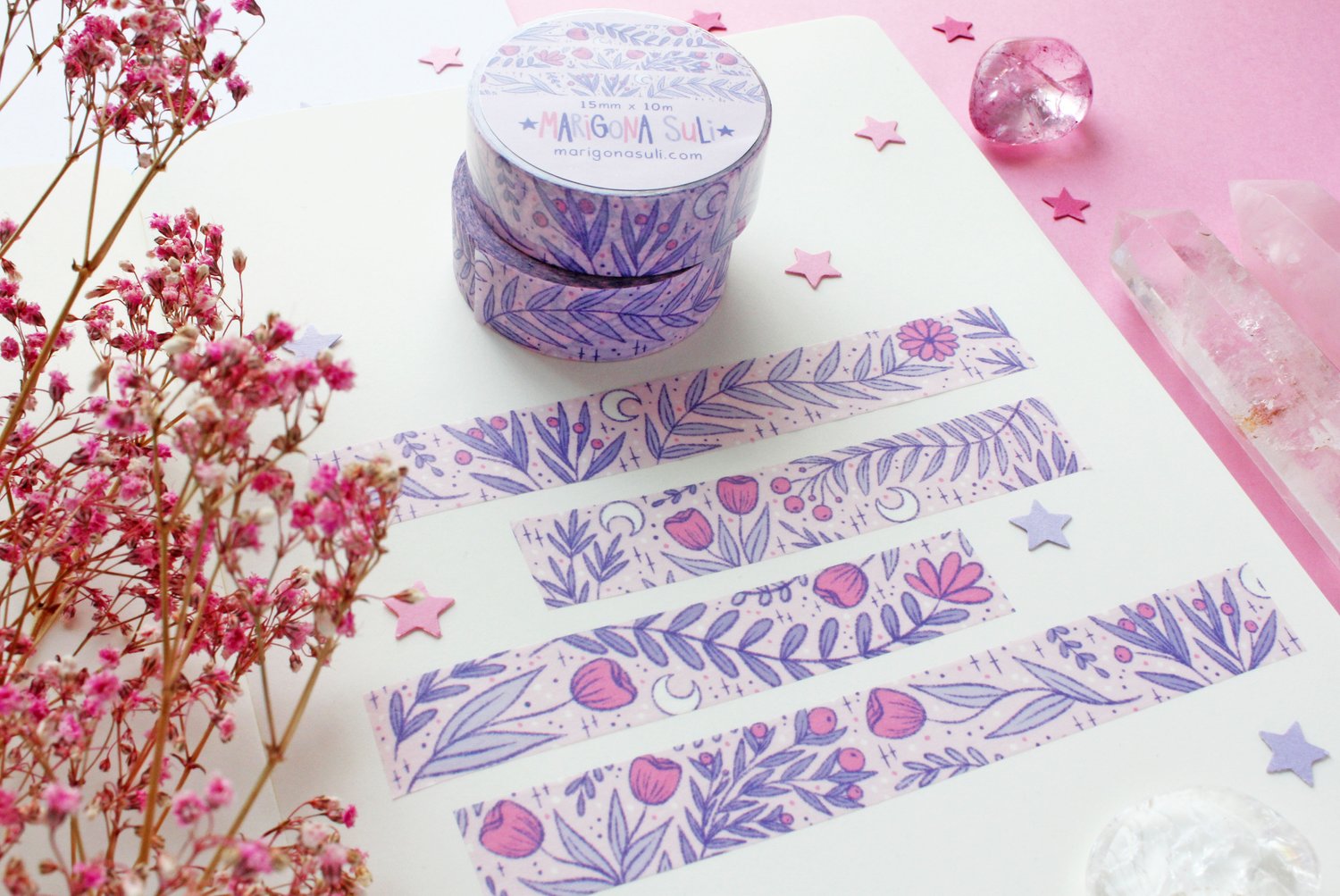 Magical Flowers Blue Washi Tape — Marigona Suli