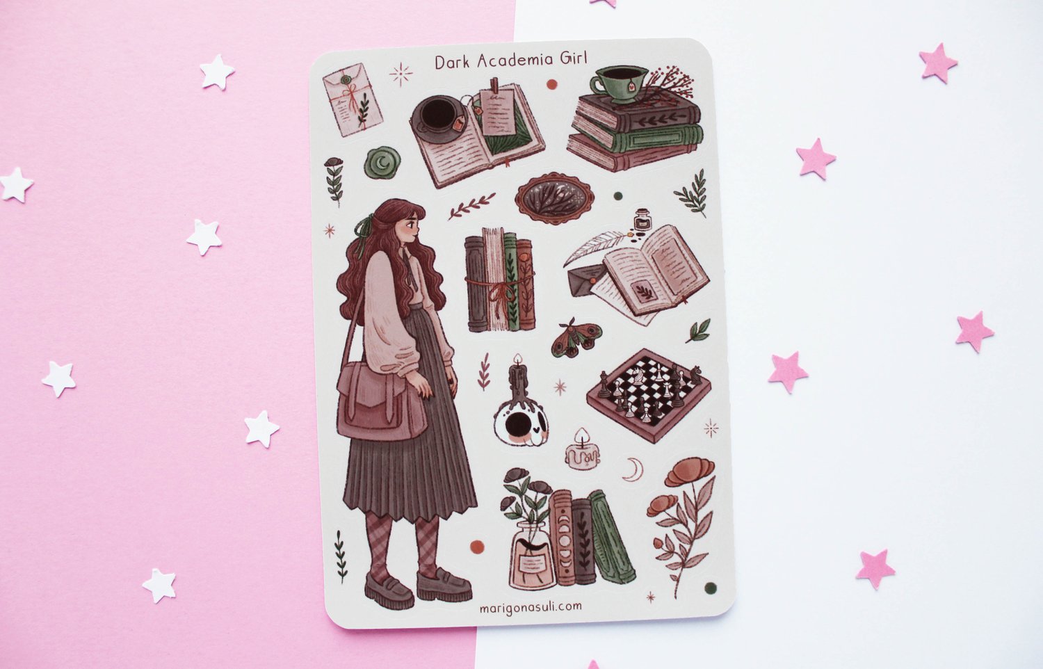 So Many Books Brown/Pink Sticker Sheet — Marigona Suli
