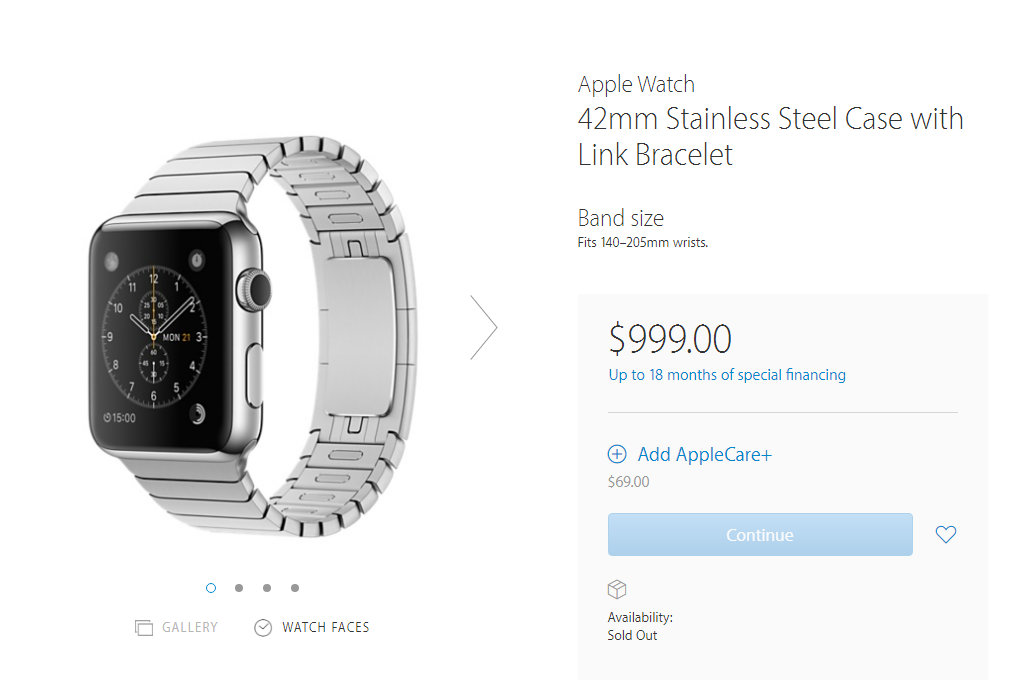 Apple Watch 42 mm Acero inoxidable con brazalete de eslabones.