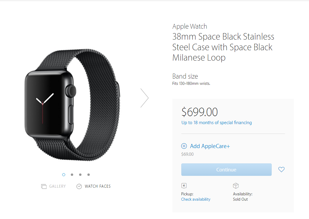 Apple Watch 38 mm Space Black.
