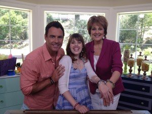 Claire on set with "Home & Family" Hosts Mark Steines and Christina Ferrare