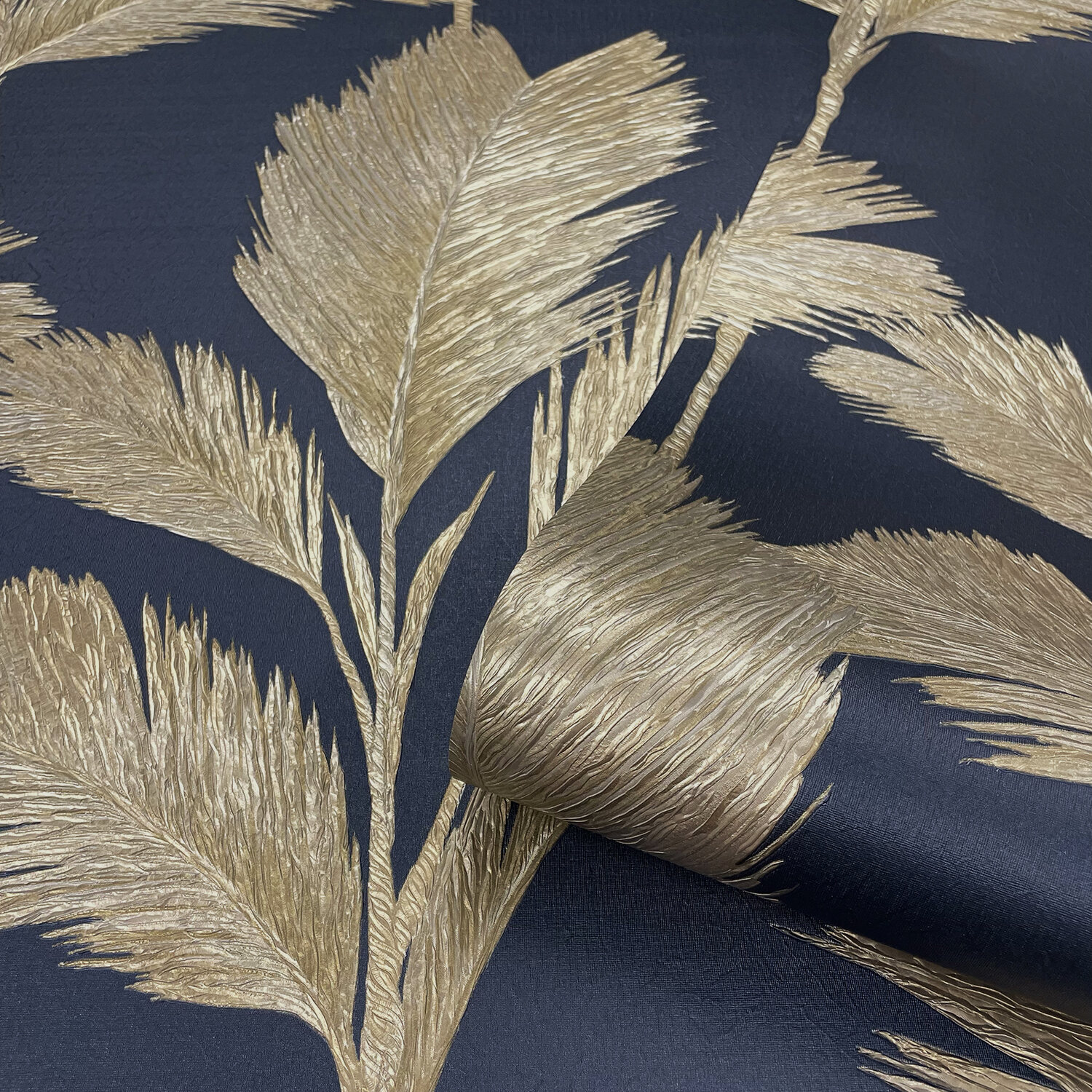 Alessia Leaf Navy/Gold Wallpaper | Versace Luxury Designer Wallpaper -  Genuine Versace | Home Decor Hull Limited