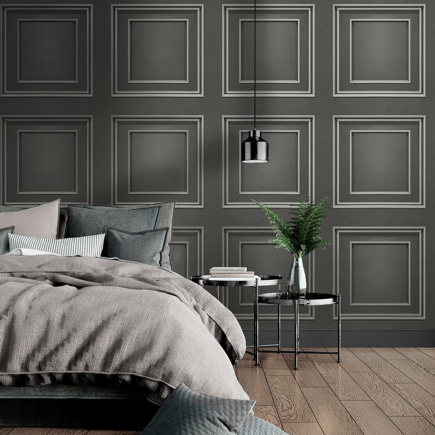 Amara Panel Wallpaper Gunmetal & Silver 7390 | Versace Luxury Designer  Wallpaper - Genuine Versace | Home Decor Hull Limited
