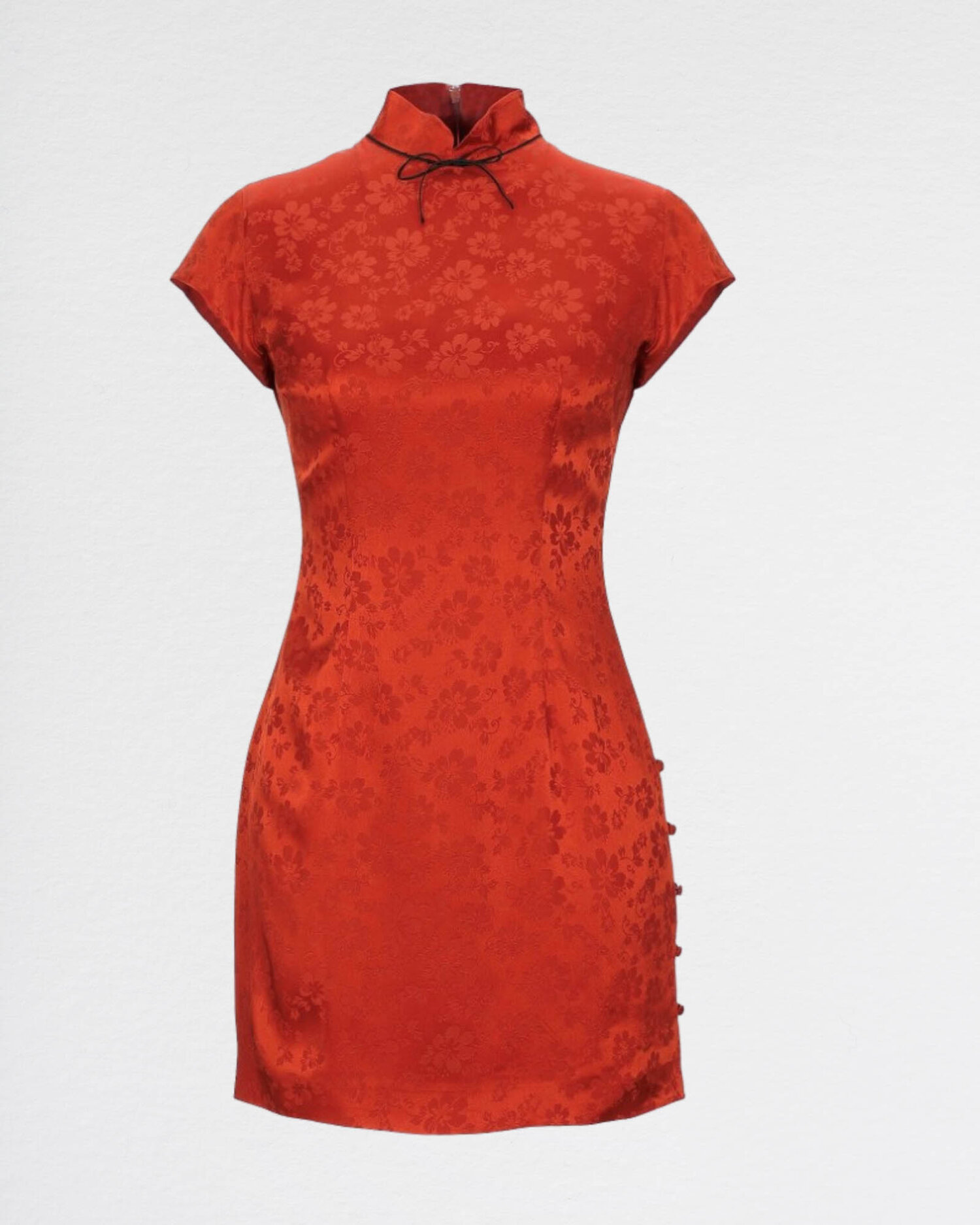 ALEXACHUNG Rust Mandarin Collar Dress — The Luxury Couture Wardrobe