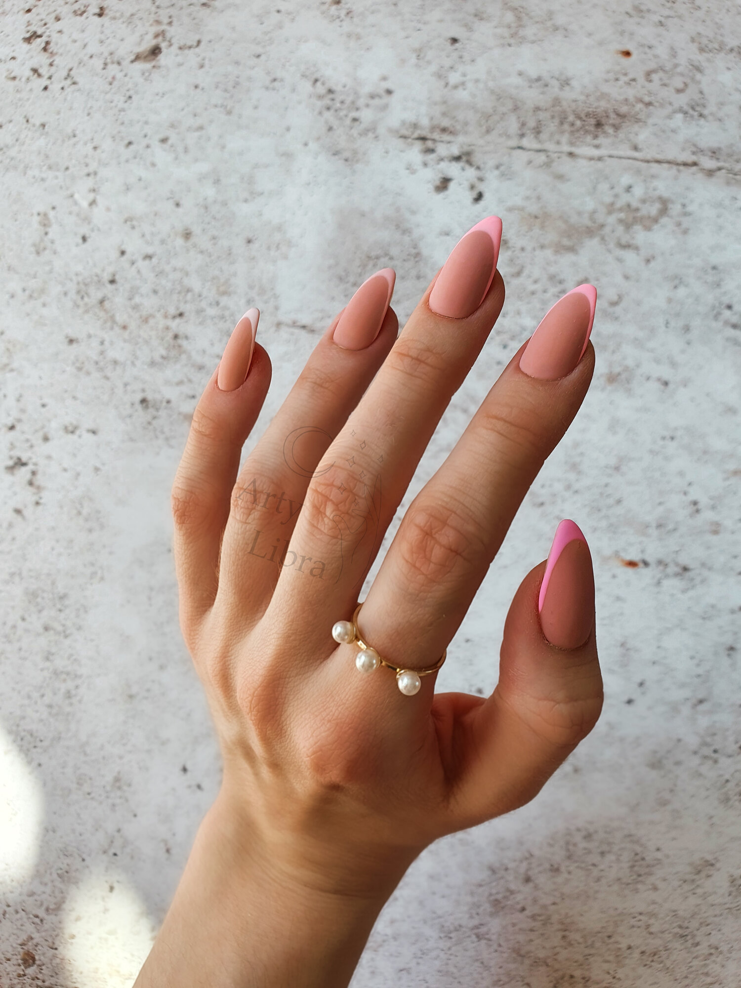 Pink Gradient French Tips Press On False Nails — Arty Libra