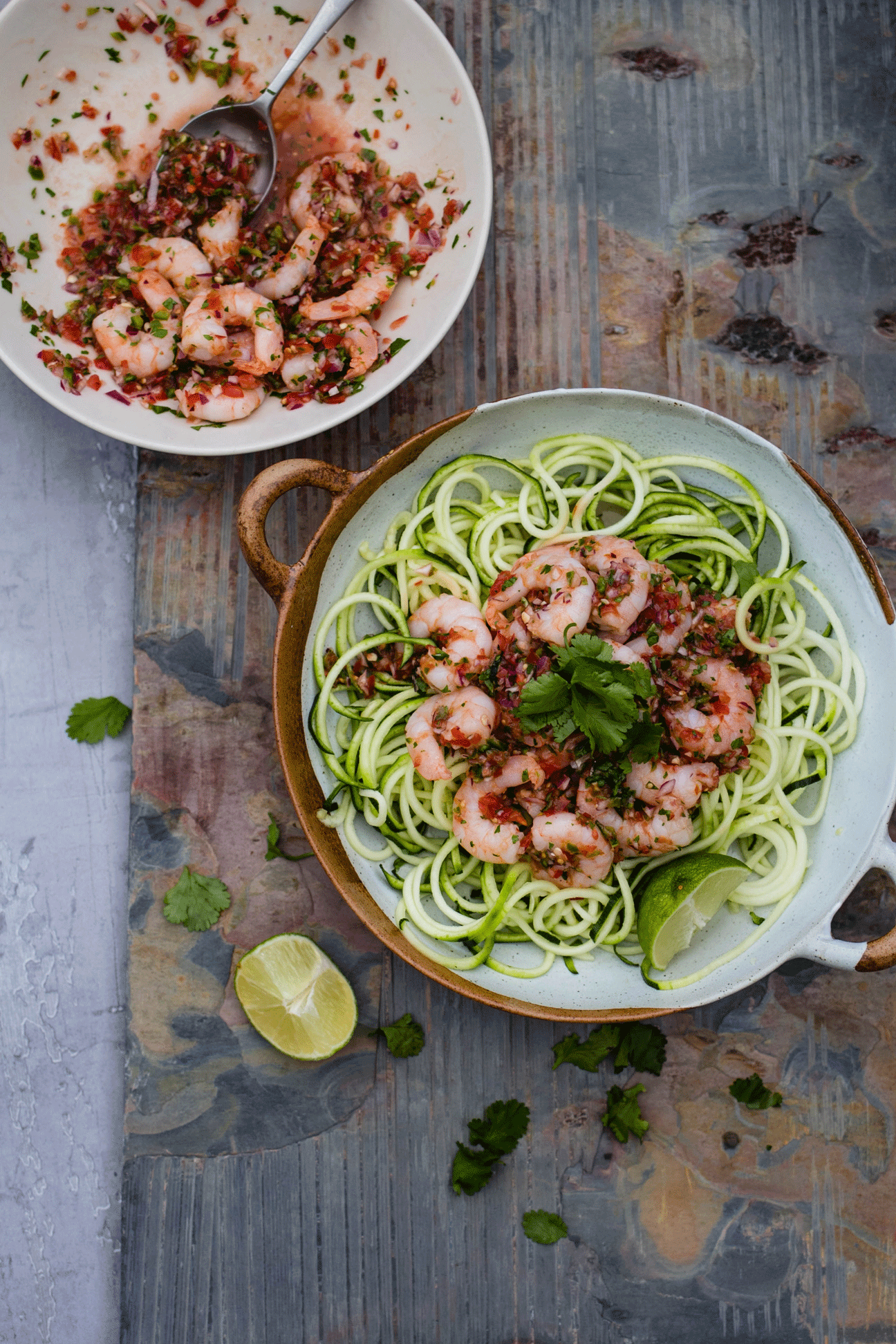 Spicy Salsa Prawns with Courgette Noodles | The Mother Cooker