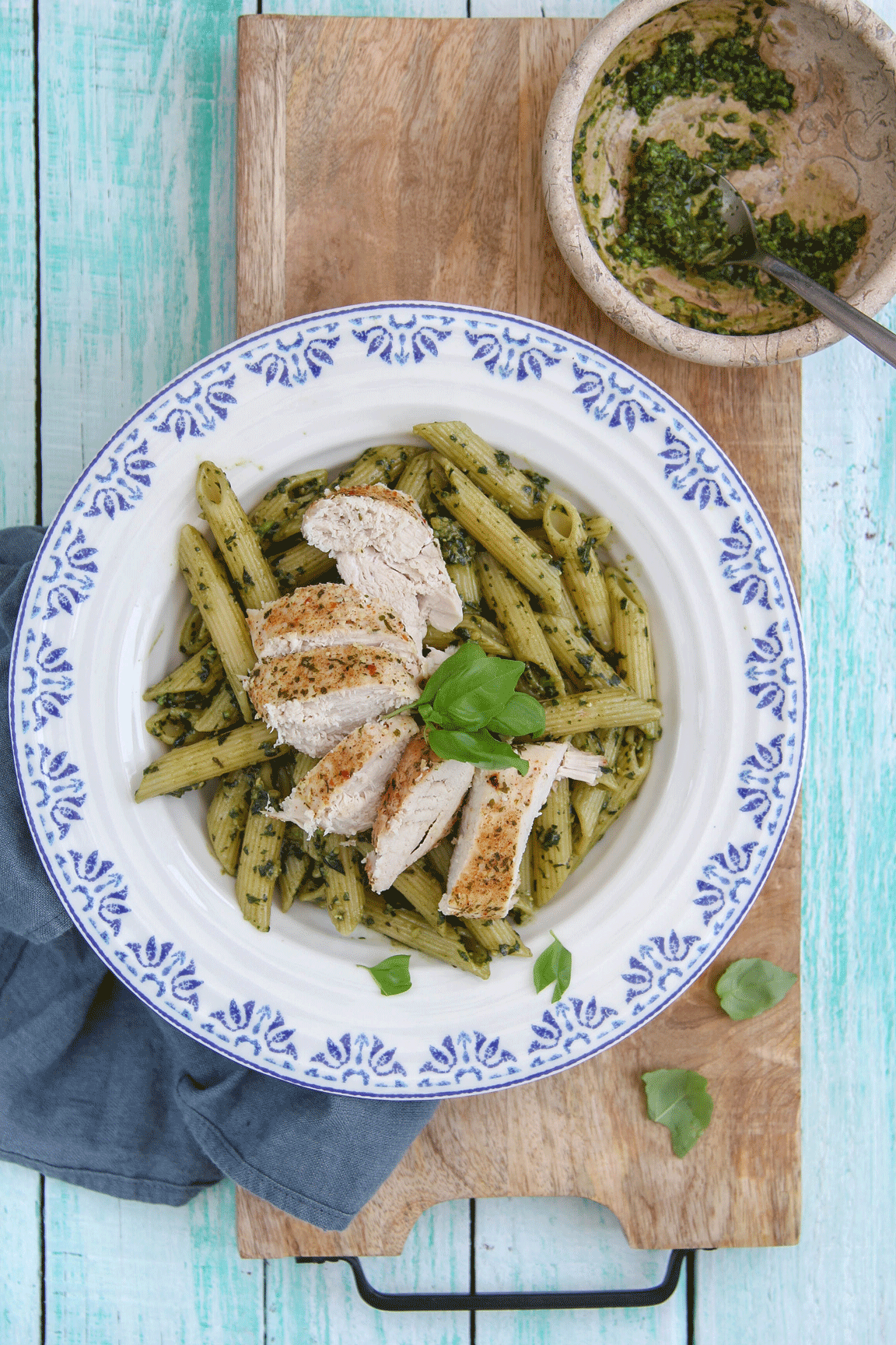 Garlic Chicken with Pesto Pasta | The Mother Cooker
