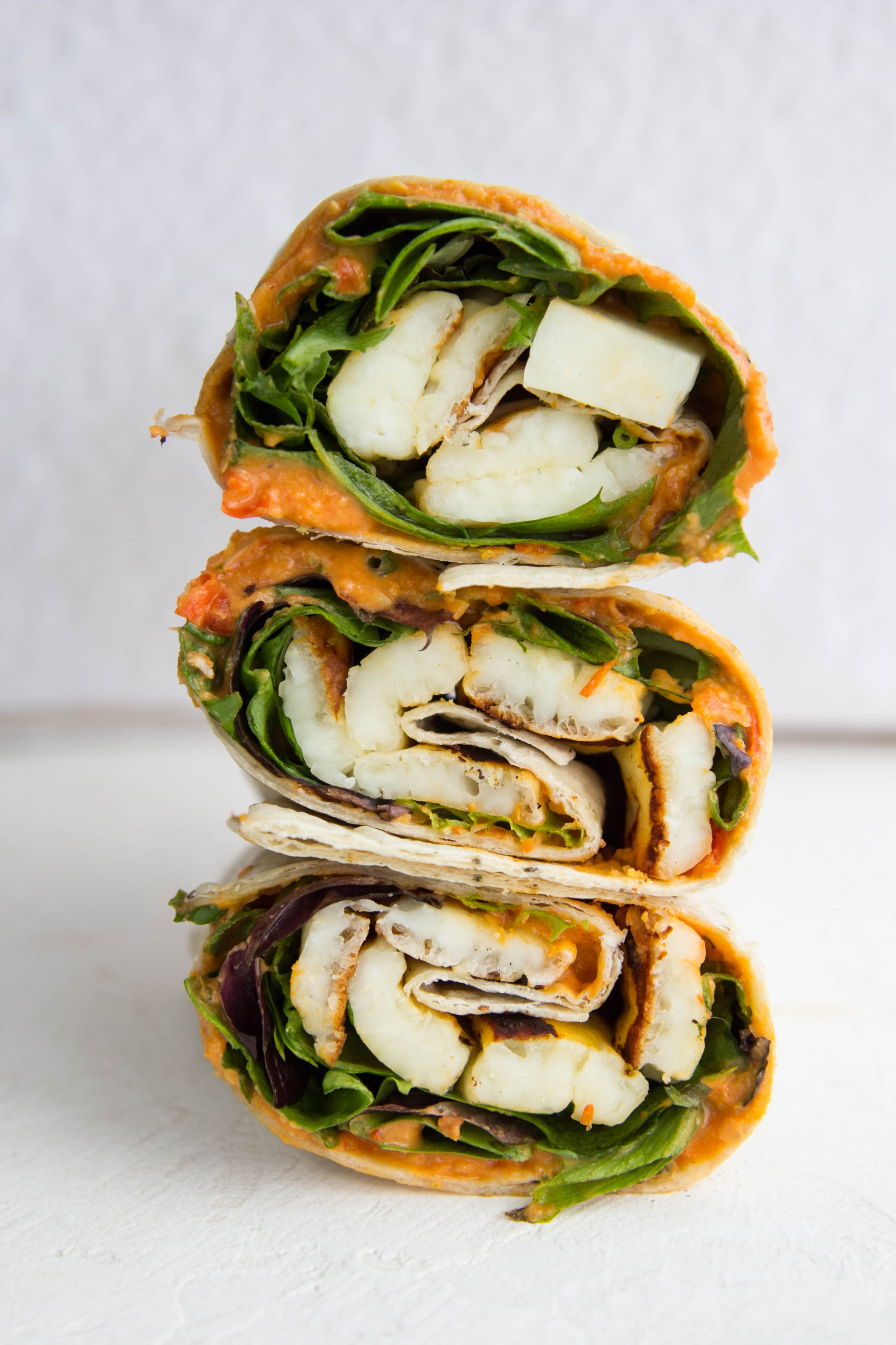 Roasted Red Pepper Hummus and Halloumi Wrap | The Mother Cooker